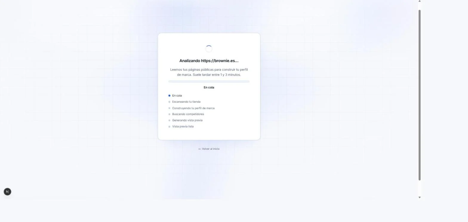Adcompas scan progress screen showing queued, scanning and building-profile states