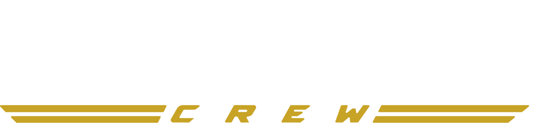 Hardcore Crew horizontal wordmark in white and gold