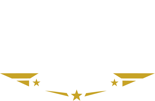 Hardcore Crew HC monogram lockup in white and gold