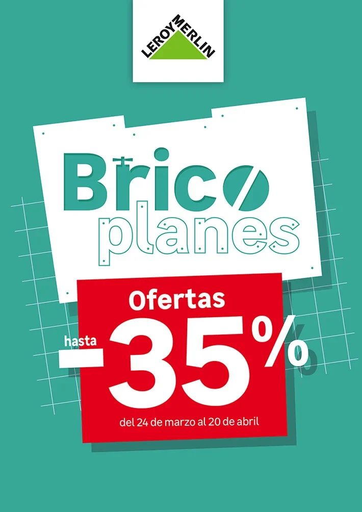 Bricoplanes offer creative: the wordmark on torn paper over a teal ground, with a red minus thirty-five per cent flash and the campaign dates