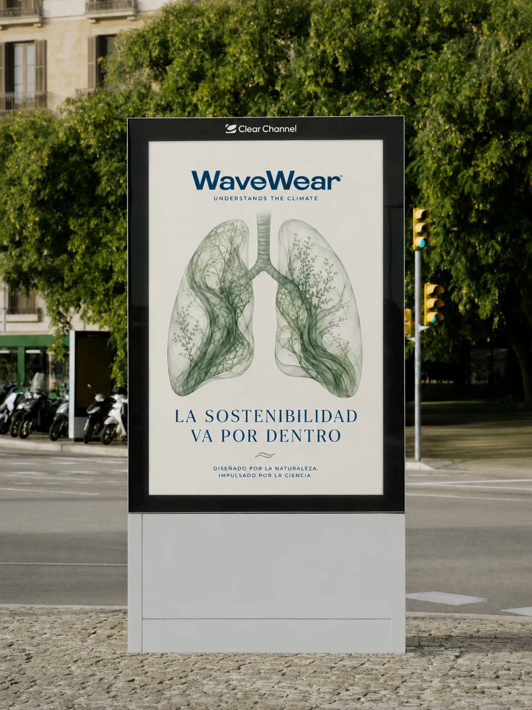 WaveWear OOH poster with lungs graphic